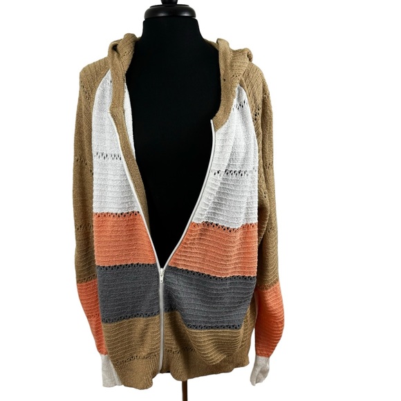 Jackets & Blazers - * Plus Size Knit Colorblock Jacket Full Zip Hooded Size 2XL XXL